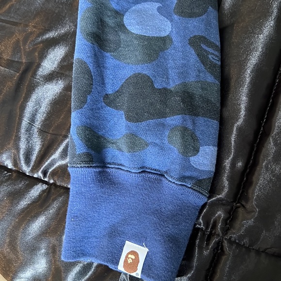 BAPE BLUE CAMO SHARK FULL ZIP HOODIE SZ L - Picture 5 of 5